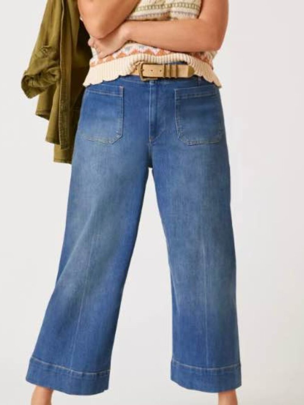 Pilcro Wide-Leg Cropped Modern Minimalist 70s Retro The Skipper Jeans [size 32]